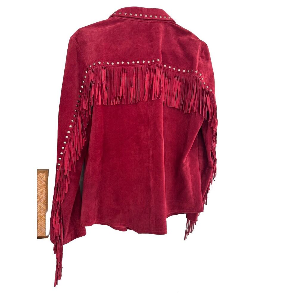 Saddle Ridge Vintage Collection Leather Jacket With Fringe & Stud Detail EUC